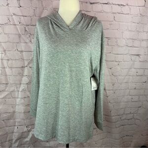 NWT a:glow maternity nursing Light Gray Women's pullover Hoodie tunic sz L